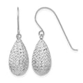 14k White Gold Puff Teardrop Earrings