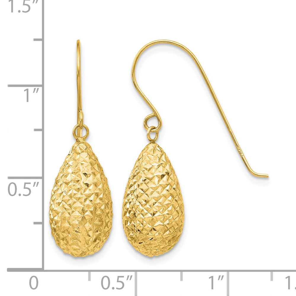 14k Puff Teardrop Earrings