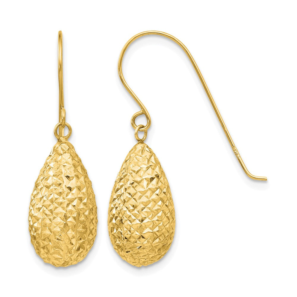 14k Puff Teardrop Earrings
