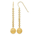14k Diamond-cut Hollow Bead Dangle Earrings