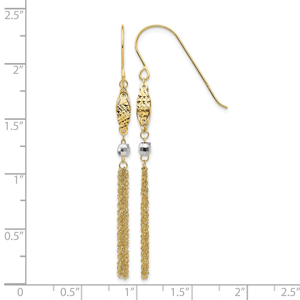 14k Two-tone Bead and Chain Dangle Earrings