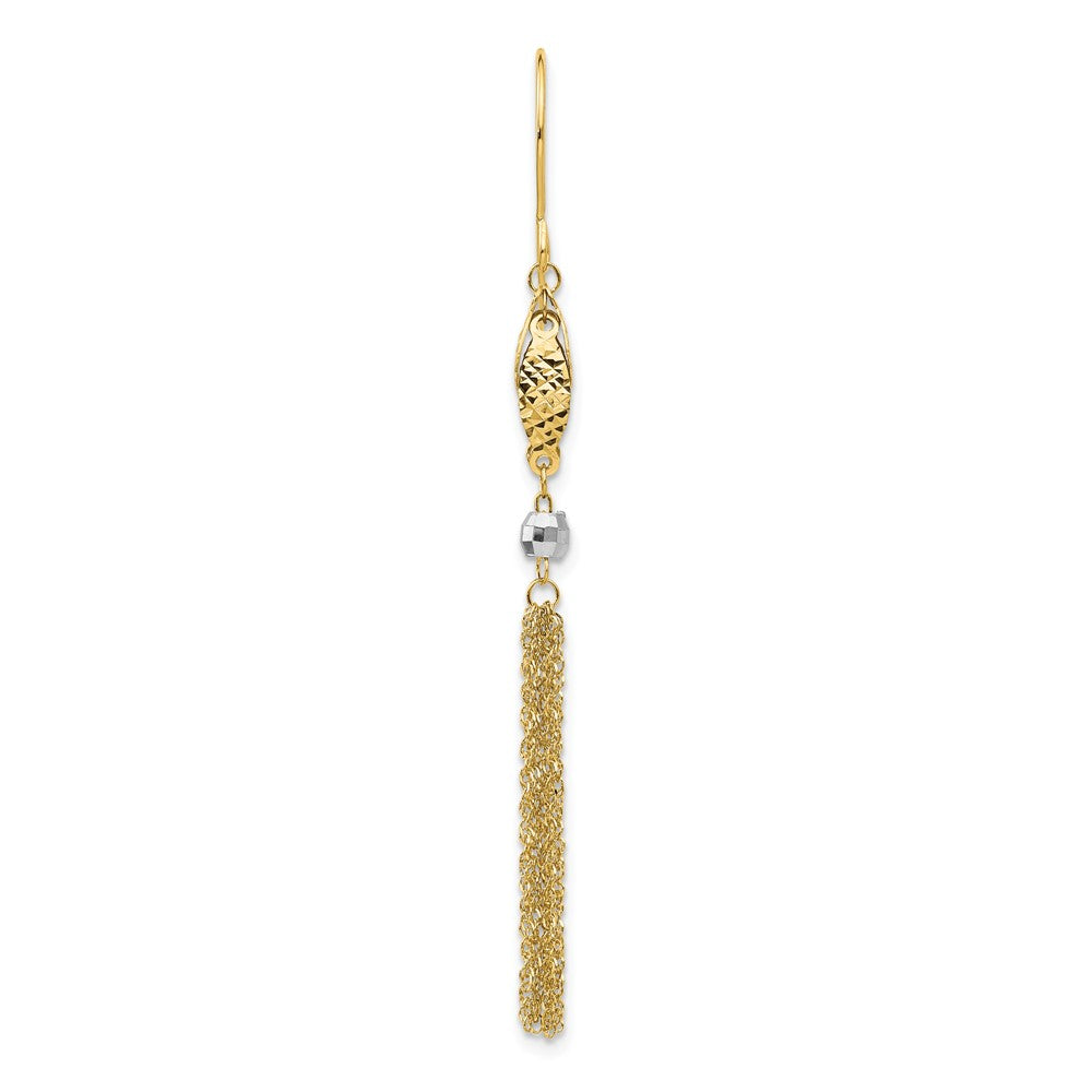 Single 14k Two-tone Bead and Chain Dangle Earring