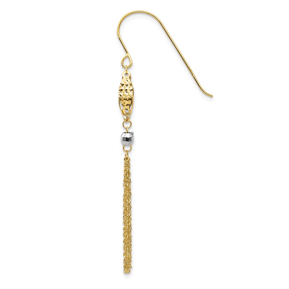 Single 14k Two-tone Bead and Chain Dangle Earring