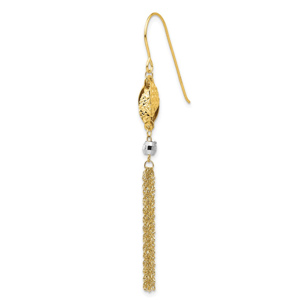 Single 14k Two-tone Bead and Chain Dangle Earring
