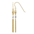 14k Two-tone Bead and Chain Dangle Earrings