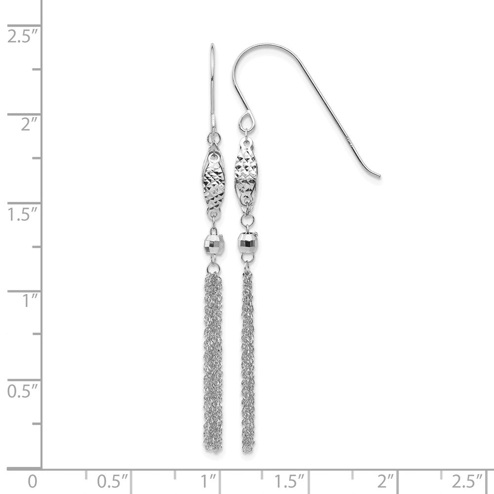 14k White Gold Bead and Chain Dangle Earrings