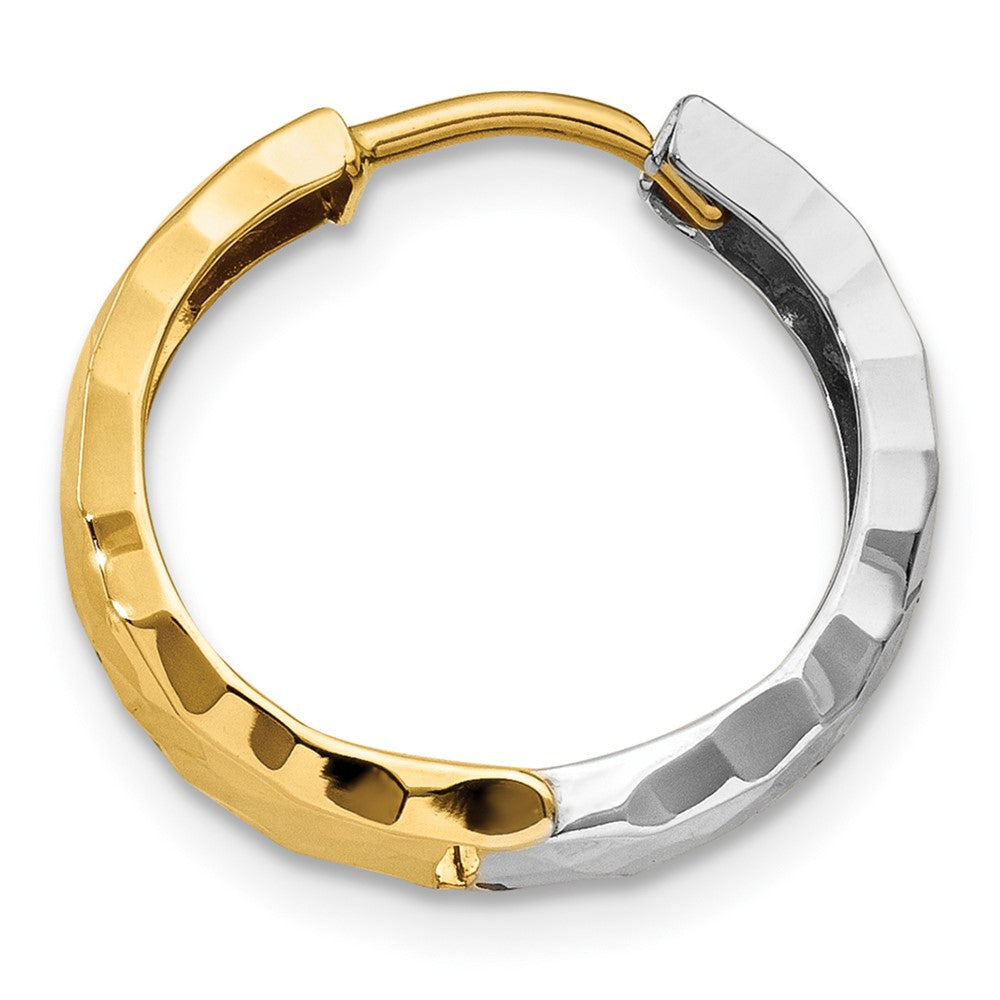 Single 14k Two-tone Textured Hinged Hoop Earring