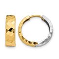 14k Two-tone Textured Hinged Hoop Earrings