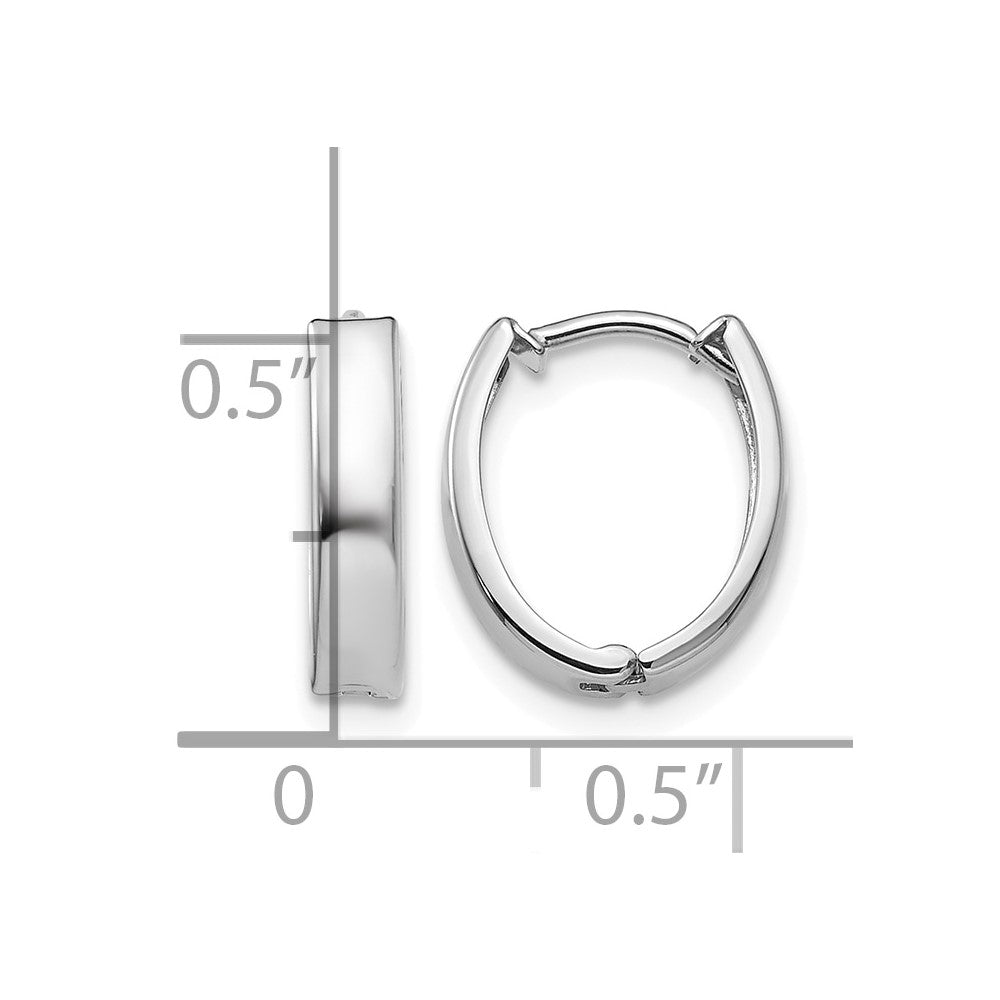 14k White Gold Polished Hinged Hoop Earrings