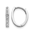14k White Gold Diamond-cut Oval Hinged Hoop Earrings