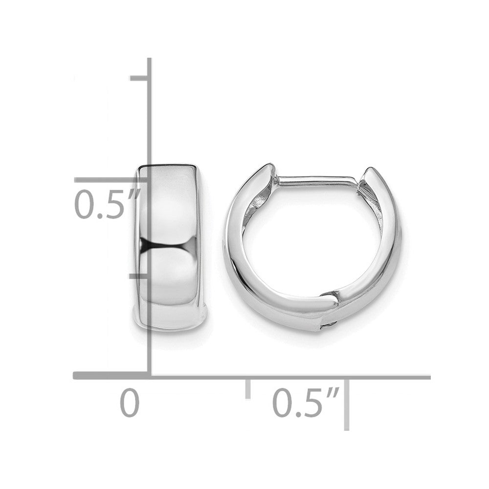 14k White Gold Polished Hinged Hoop Earrings