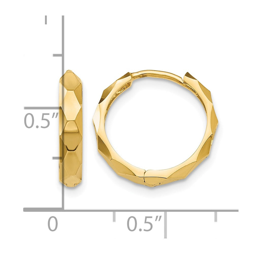 14k Diamond-cut Hoop Earrings