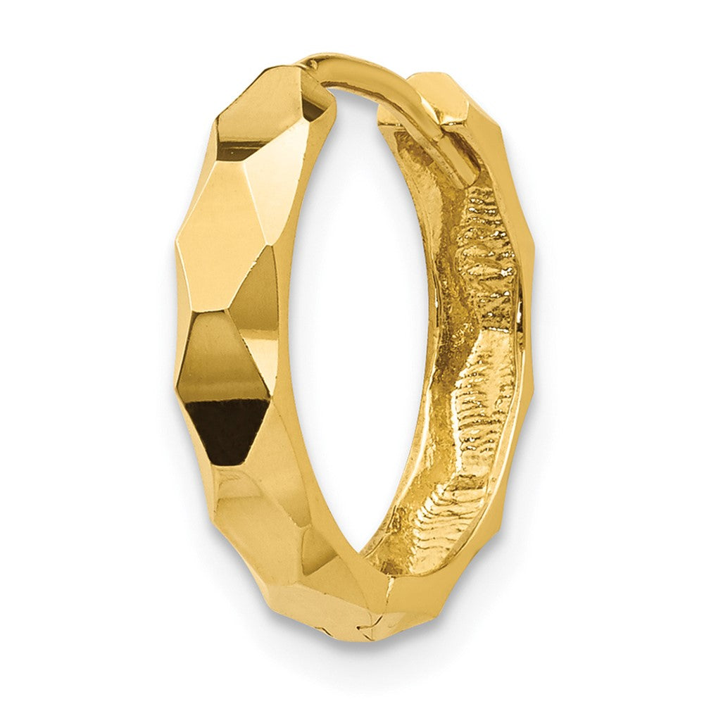 Single 14k Diamond-cut Hoop Earring