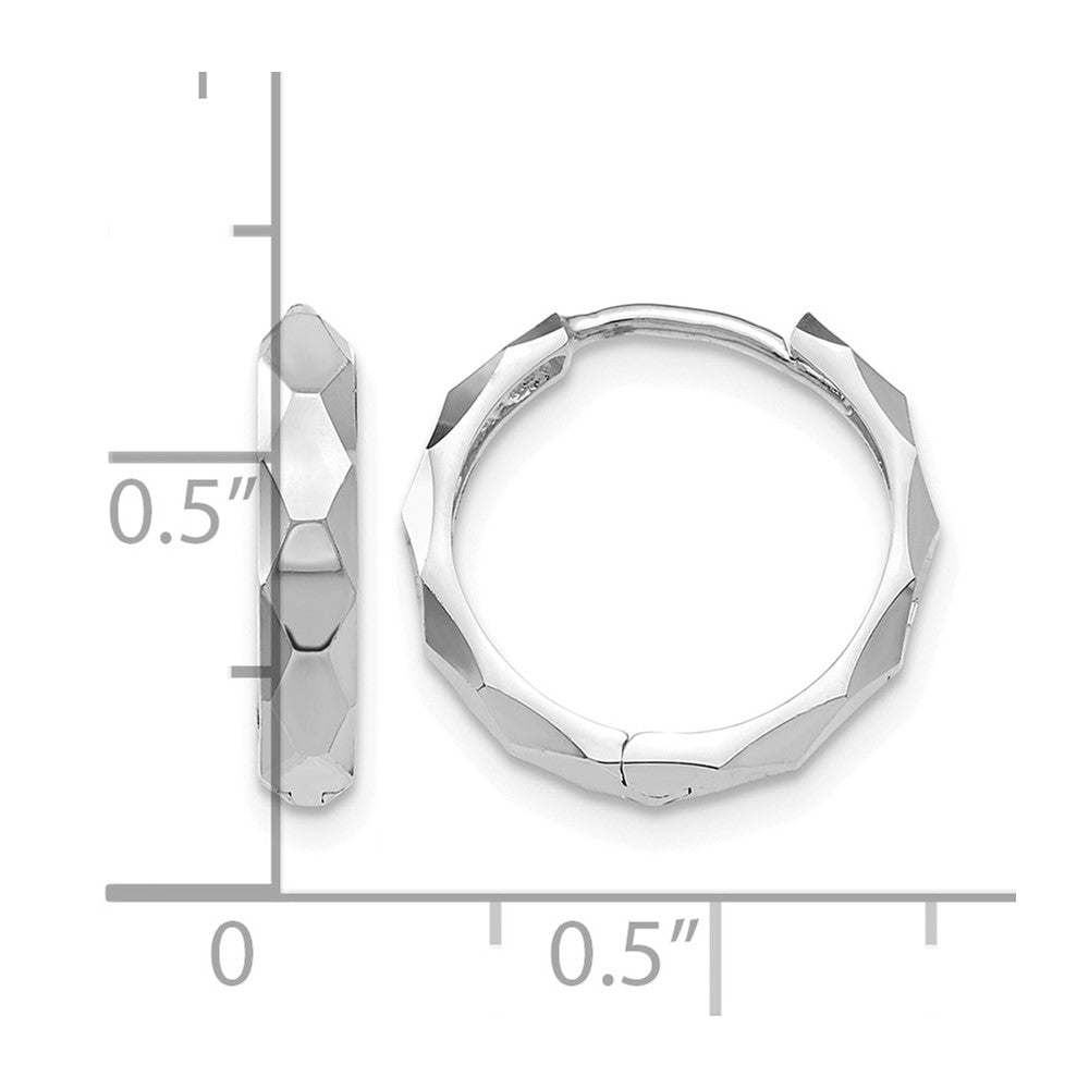 14k White Gold Diamond-cut Hoop Earrings