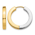 14k Two-tone Gold Polished Hollow Hinged Hoop Earrings