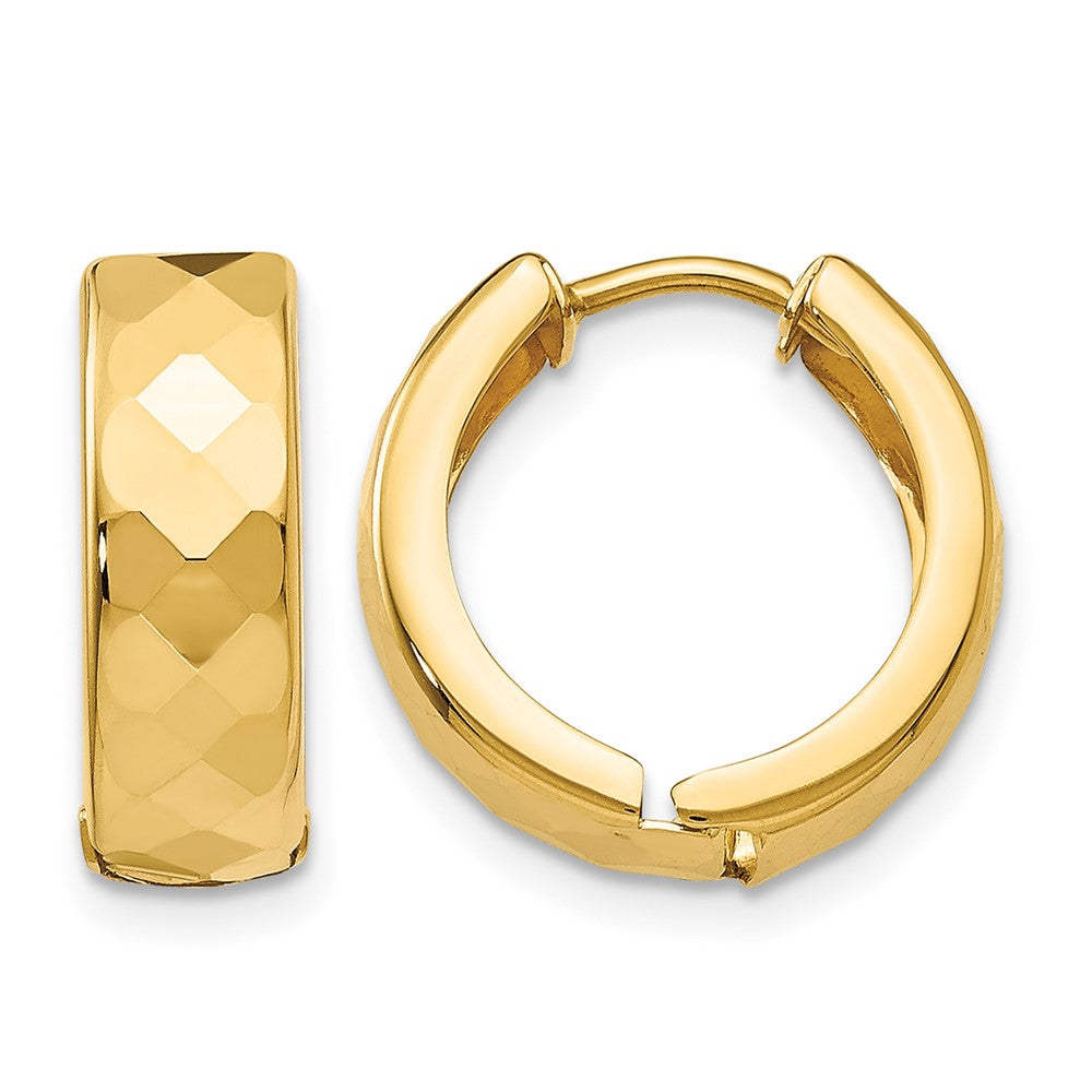14k Textured Hinged Hoop Earrings