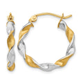 14K White Gold & Rhodium 2.0mm Twisted Hoop Earrings