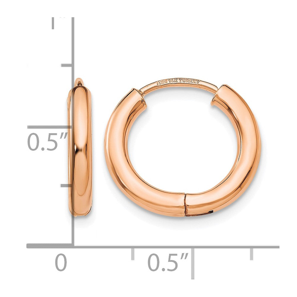 14K Rose Gold Polished Hollow Hinged Hoop Earrings