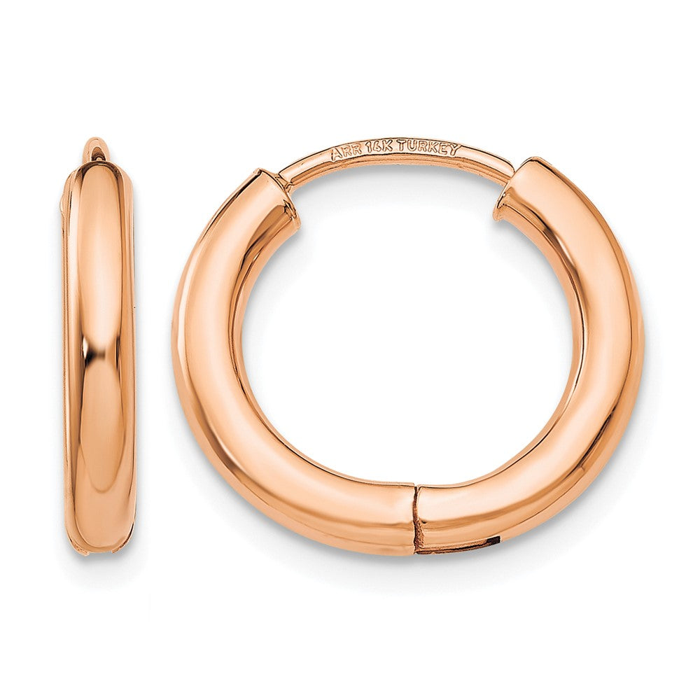 14K Rose Gold Polished Hollow Hinged Hoop Earrings