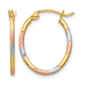 14K w/White and Rose Rhodium Diamond Cut Hoop Earrings