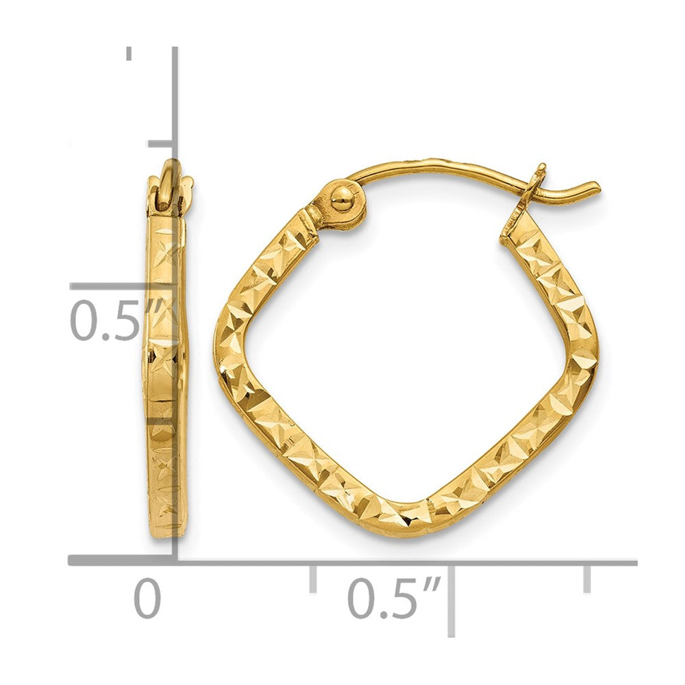 14K Diamond Cut Squared Hoop Earrings