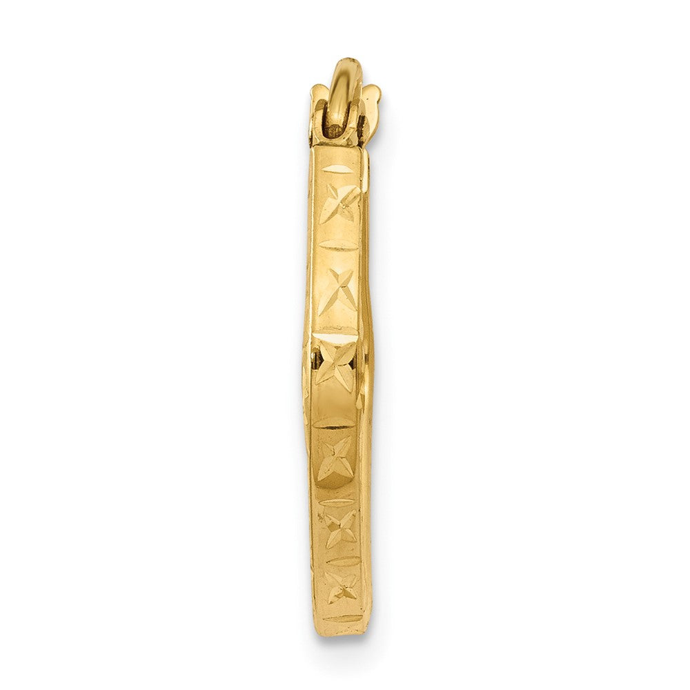 Single 14K Diamond Cut Squared Hoop Earring