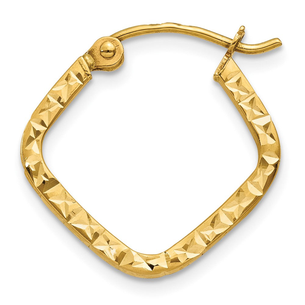 Single 14K Diamond Cut Squared Hoop Earring