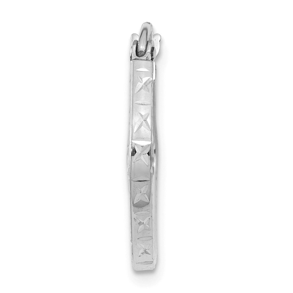 Single 14K White Gold Diamond Cut Squared Hoop Earring