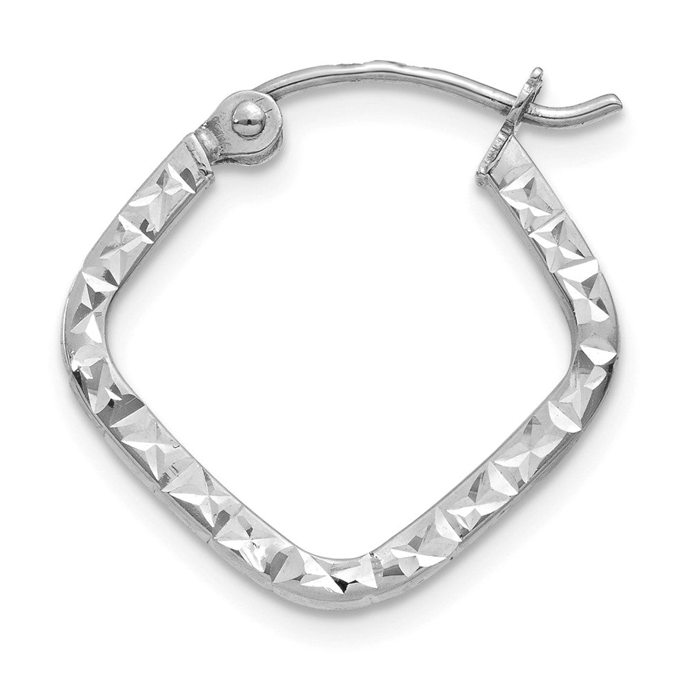 Single 14K White Gold Diamond Cut Squared Hoop Earring