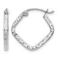 14K White Gold Diamond Cut Squared Hoop Earrings