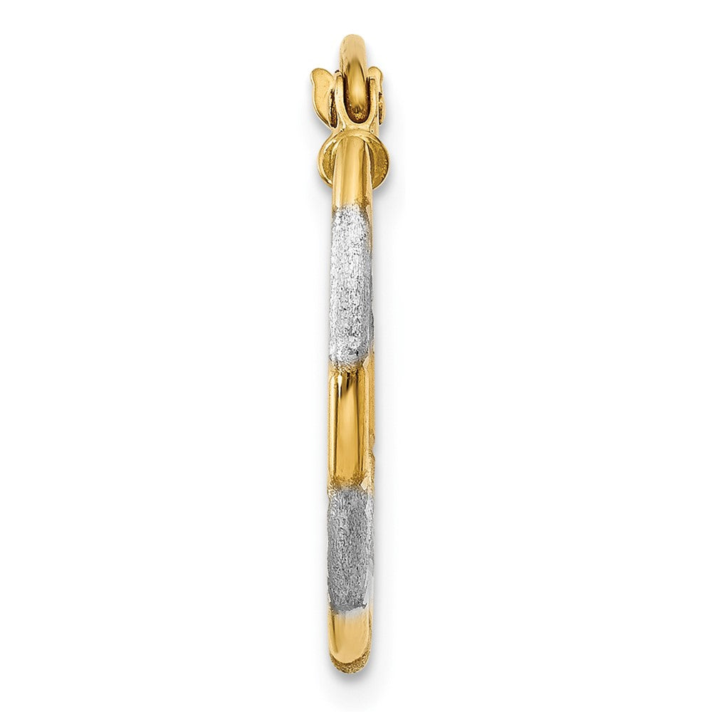 Single 14K w/White Rhodium Diamond Cut Hoop Earring