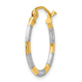 Single 14K w/White Rhodium Diamond Cut Hoop Earring