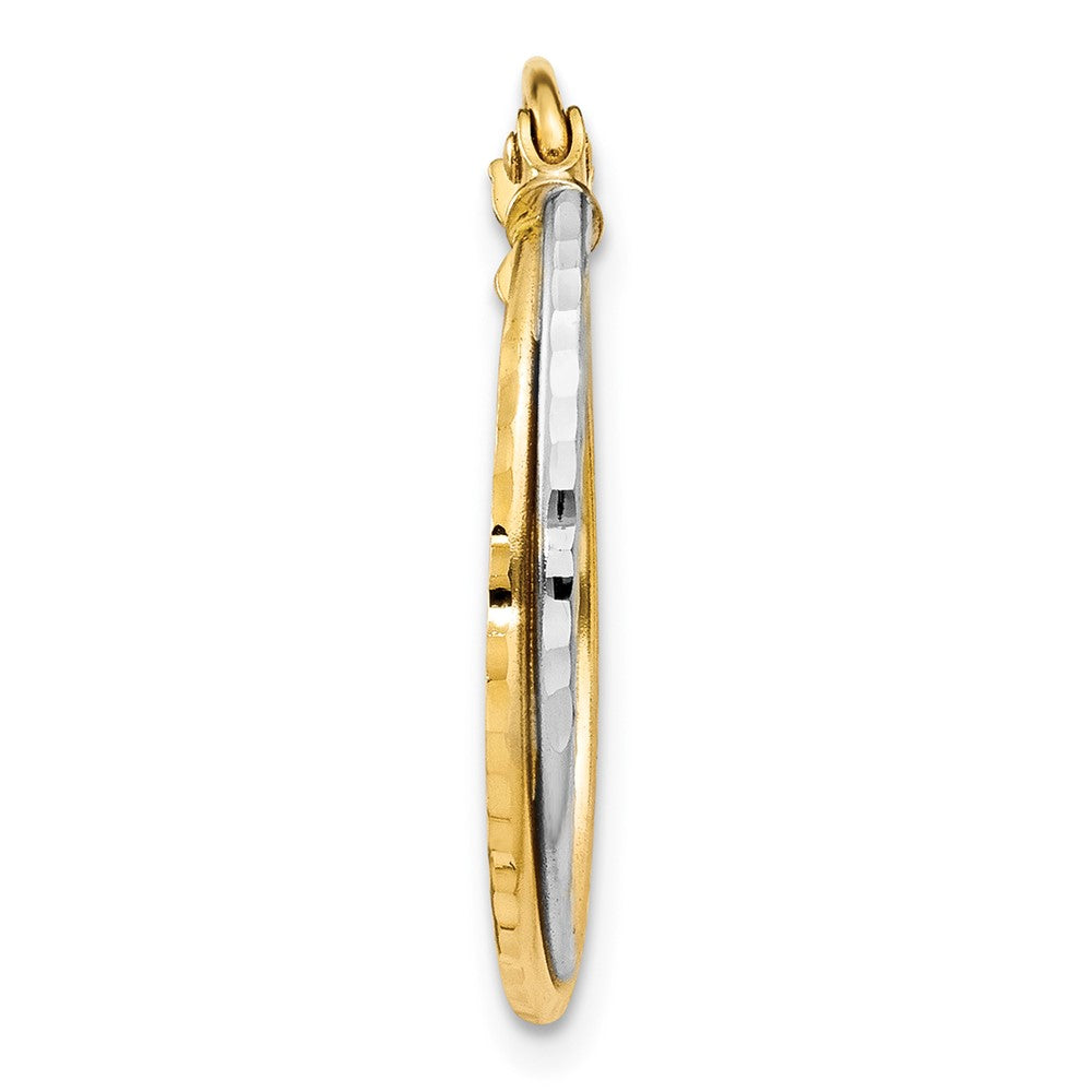 Single 14K Yellow and White Gold Diamond Cut Twisted Hoop Earring