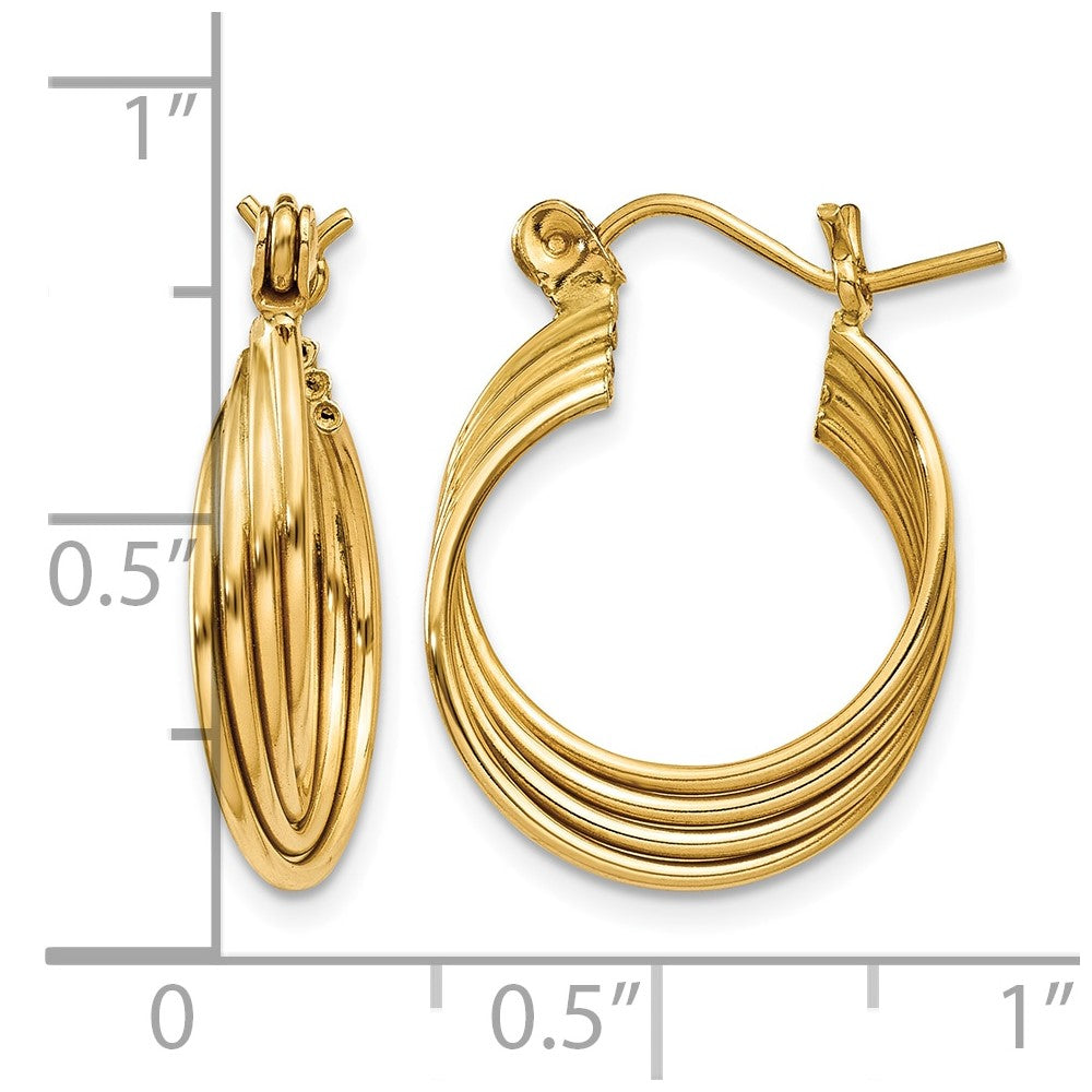 14k Polished Circles Hoop Earrings