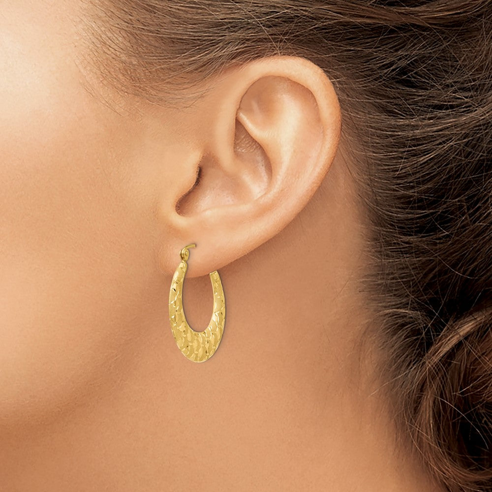 14K Laser Cut Patterned Hoop Earrings