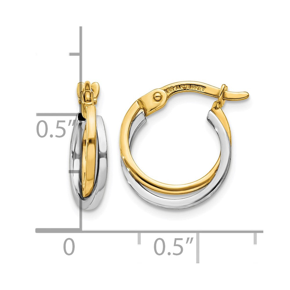14k Two-tone Polished Hollow Hoop Earrings