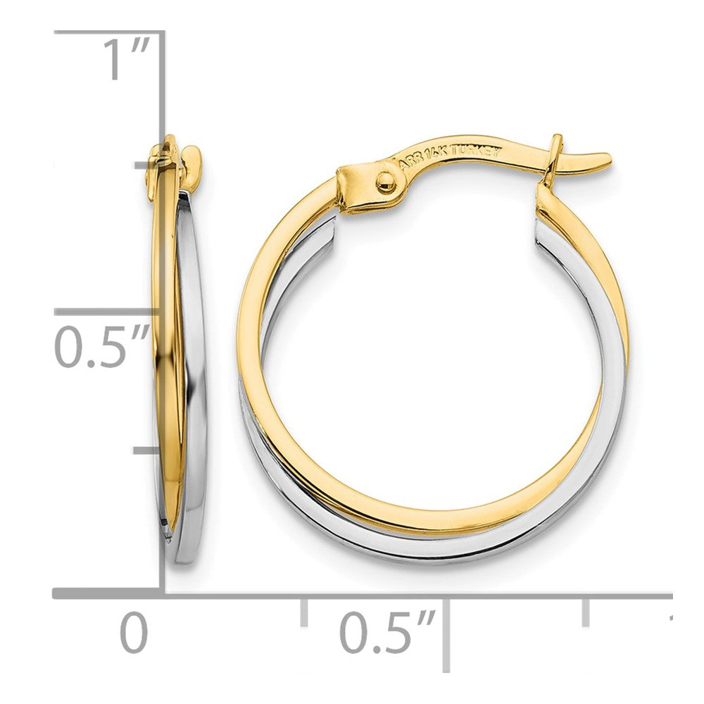 14k Two-tone Polished Hollow Hoop Earrings