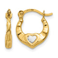 14K & Rhodium Heart Hollow Hoop Earrings