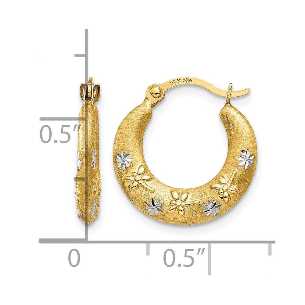 14K & Rhodium Hoop Earrings