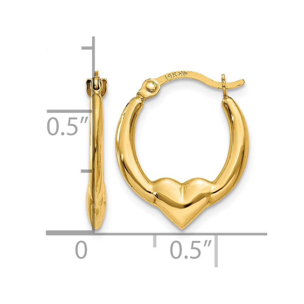 14K Heart Hoop Earrings