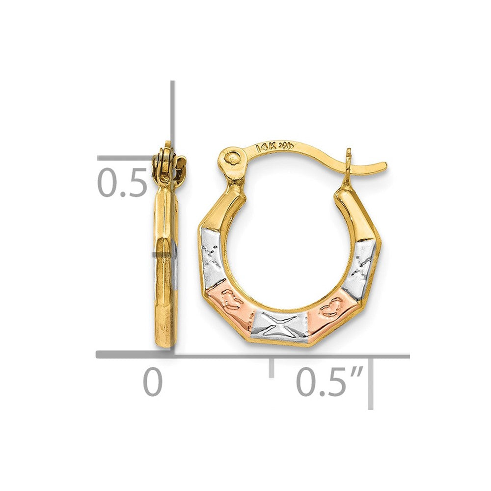 14K & White and Rose Rhodium Hoop Earrings