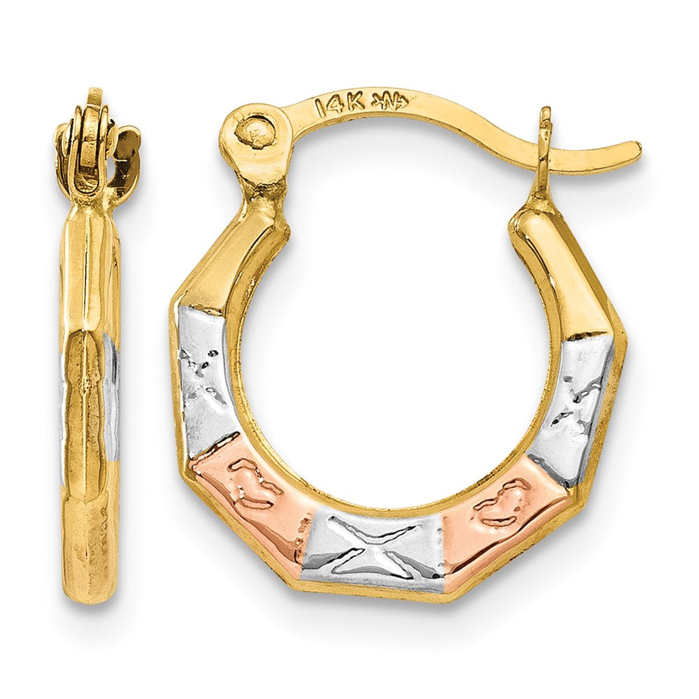 14K & White and Rose Rhodium Hoop Earrings