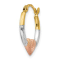 Single 14K & White and Rose Rhodium Heart Hoop Earring