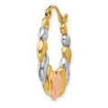 Single 14K & White and Rose Rhodium Scalloped Heart Hoop Earring