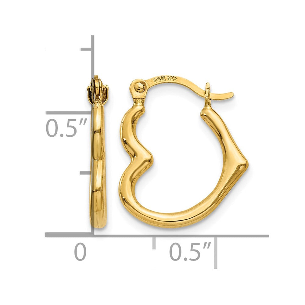 14K Heart Shaped Hollow Hoop Earrings