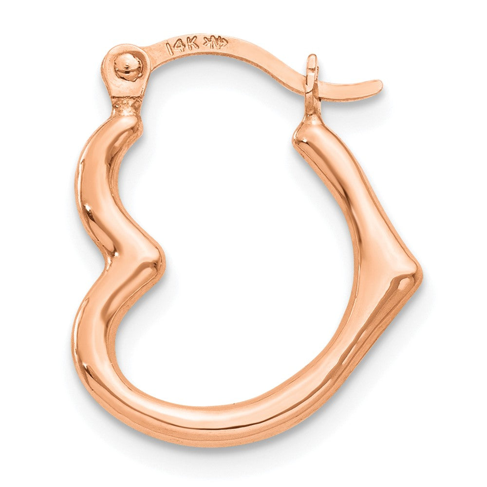 Single 14K Rose Gold Heart Shaped Hollow Hoop Earring
