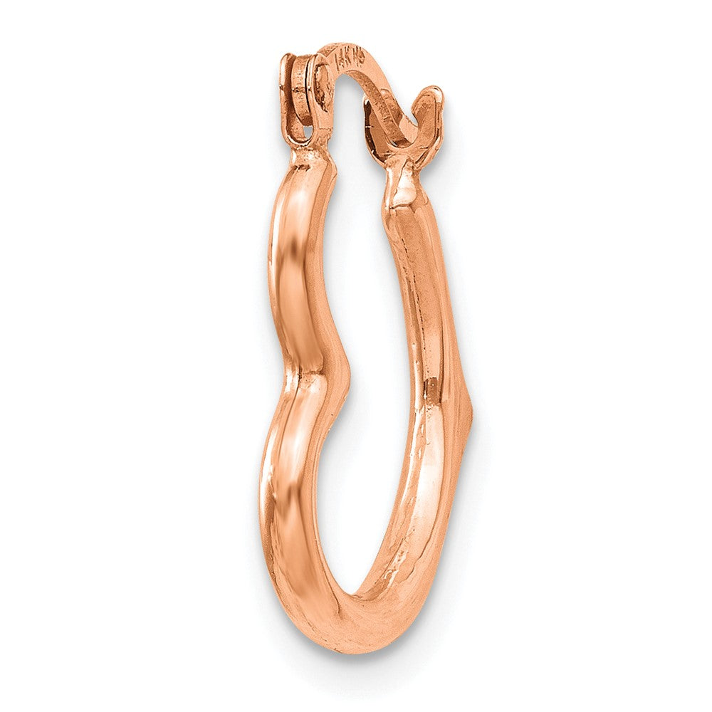 Single 14K Rose Gold Heart Shaped Hollow Hoop Earring