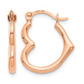 14K Rose Gold Heart Shaped Hollow Hoop Earrings