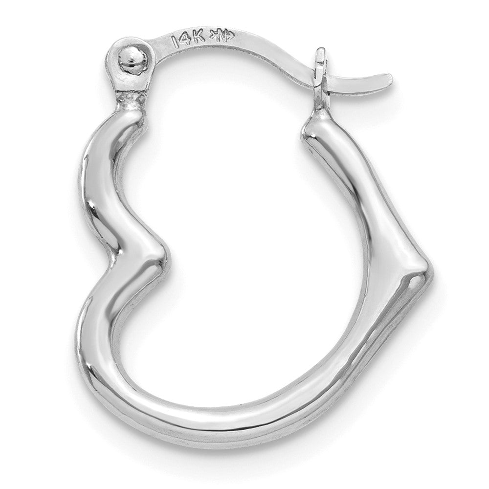Single 14K White Gold Heart Shaped Hollow Hoop Earring