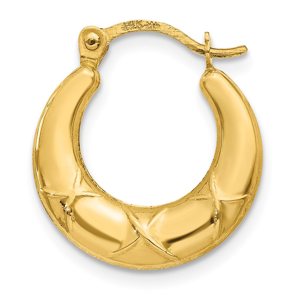 Single 14K Hollow X Hoop Earring